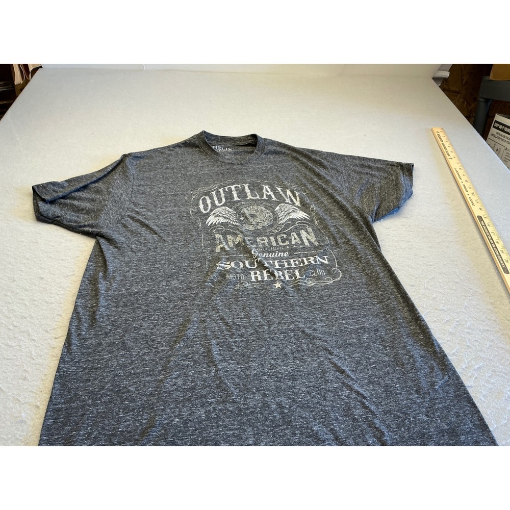 Helix‎ Outlaw American Southern Rebel Moto Club Graphic T-Shirt XL Charcoal Grey
